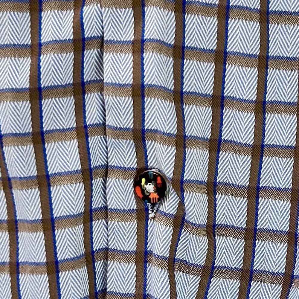 LUCHIANO VISCONTI Plaid Dress Shirt sz M Button Up Flip Cuff Business Casual - Picture 7 of 12